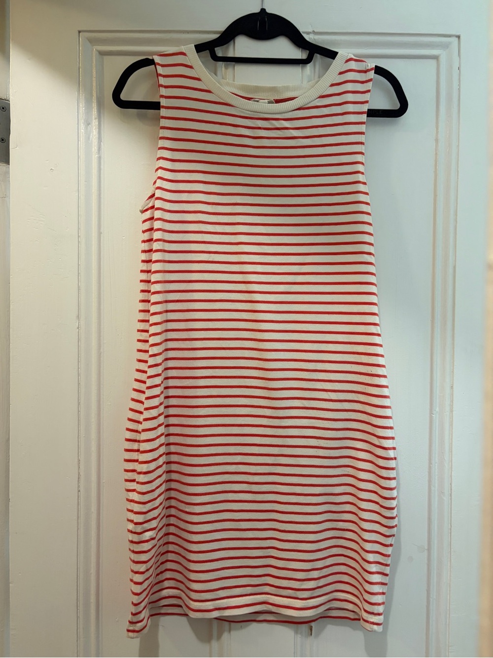 Sleeveless Red and White Striped Tank Dress